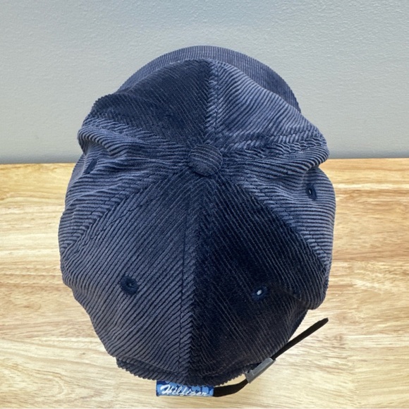 Vintage Tommy Hilfiger Surf Blue Corduroy Hat Embroidered Logo Leather Strapback - Picture 8 of 16